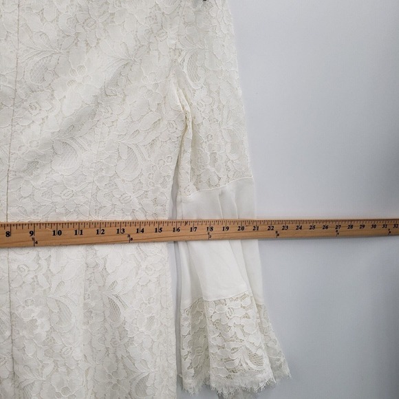 White House Black Market Bell Sleeve Shift Dress Womens 6 Lace Overlay Lined - Picture 9 of 16